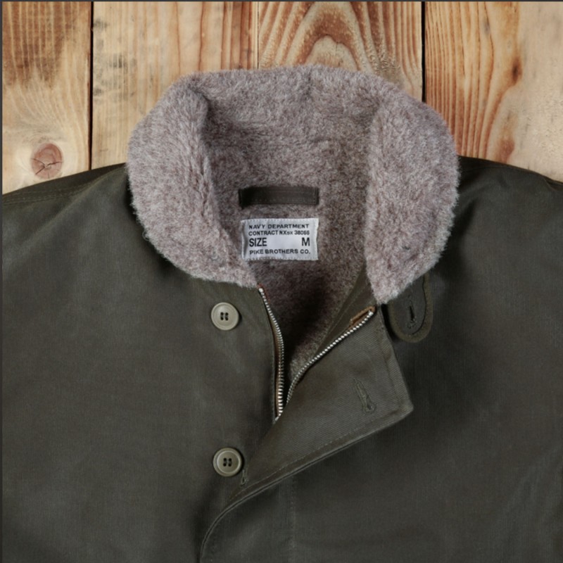 Deckjacke USN N1 Deck Jacket Waxed Oliv N-1...