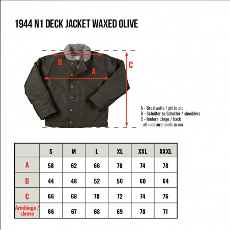 Veste de pont USN N1 Deck Jacket Waxed Oliv N-1 1944 Navy Pike Brothers
