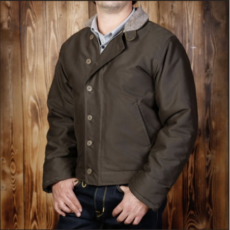 Veste de pont USN N1 Deck Jacket Waxed Oliv N-1 1944 Navy Pike Brothers