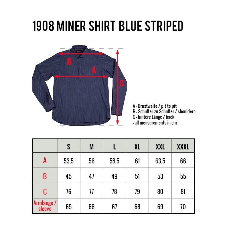 1908 Miner Shirt blauw gestreept