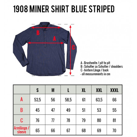 1908 Miner Shirt blau gestreift