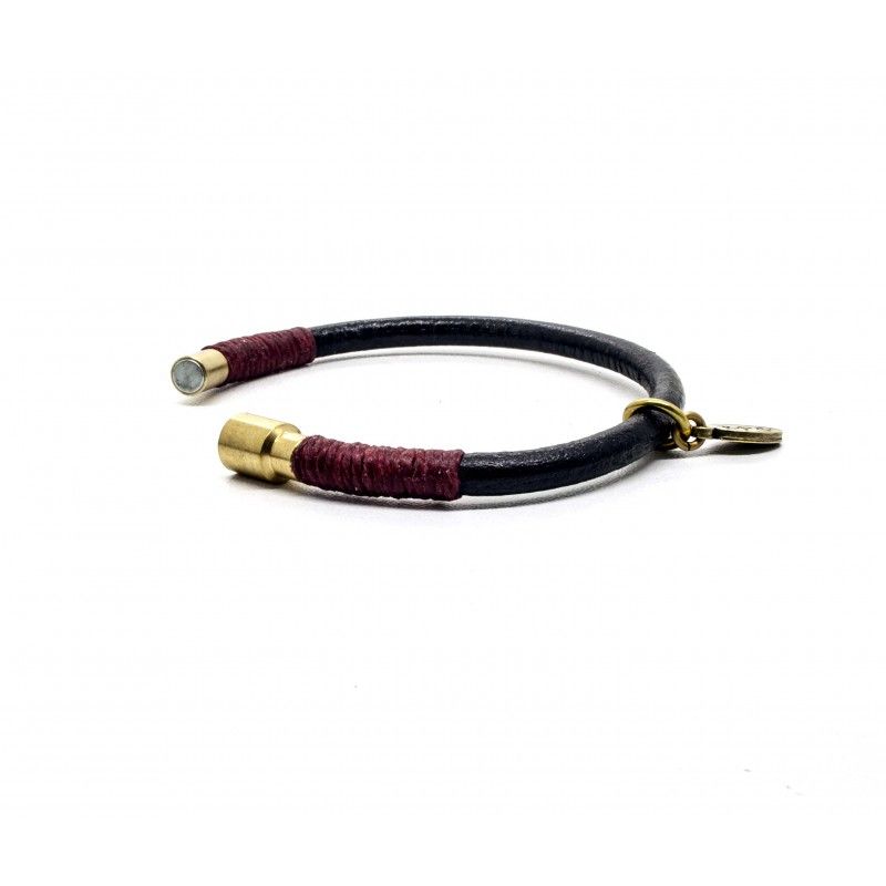 Armband rundes schwarzes Leder