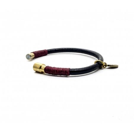 Zwart rond leren armband