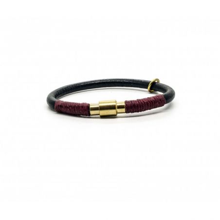 Bracelet cuir rond noir