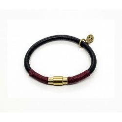 Zwart rond leren armband