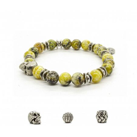 Bracelet Turquoise Jaune, skull