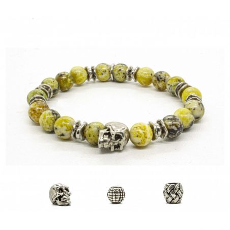 Bracelet Turquoise Jaune, skull