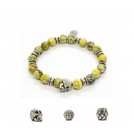 Bracelet Turquoise Jaune, skull