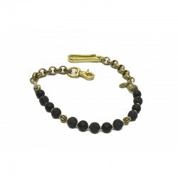 Brieftaschenkette Onyx und Lavagestein - Black Pearl...