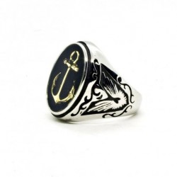 Anchor Gold Signet Ring - Black Pearl Creations