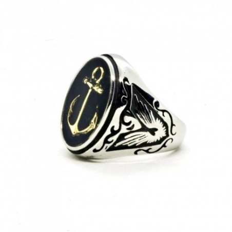 Anchor Gold Signet Ring - Black Pearl Creations