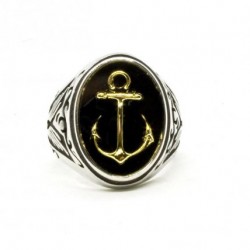 Zegelring Anchor Gold - Black Pearl Creations 2