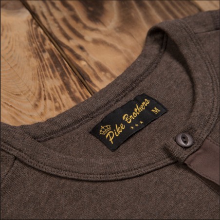 T-SHIRT HENLEY 1954 UTILITY SHIRT LONG SLEEVE BROWN MELANGE – PIKE BROTHERS