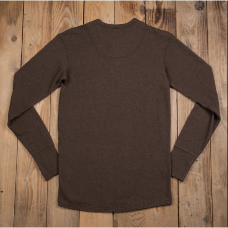 T-SHIRT HENLEY 1954 UTILITY SHIRT LONG SLEEVE BROWN MELANGE – PIKE BROTHERS