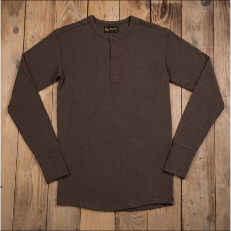T-SHIRT HENLEY 1954 UTILITY SHIRT LONG SLEEVE BROWN MELANGE – PIKE BROTHERS