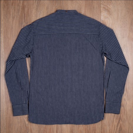 Cotton Mandarin Collar Shirt - 1923 Buccanoy Shirt Beaumont Blue - Pike Brothers
