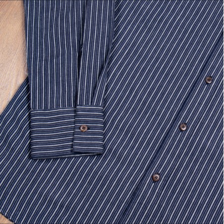 Baumwollhemd Stehkragen - 1923 Buccanoy Shirt Beaumont Blue - Pike Brothers