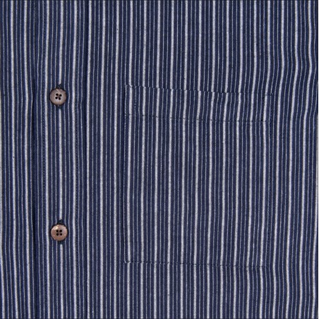 Cotton Mandarin Collar Shirt - 1923 Buccanoy Shirt Beaumont Blue - Pike Brothers