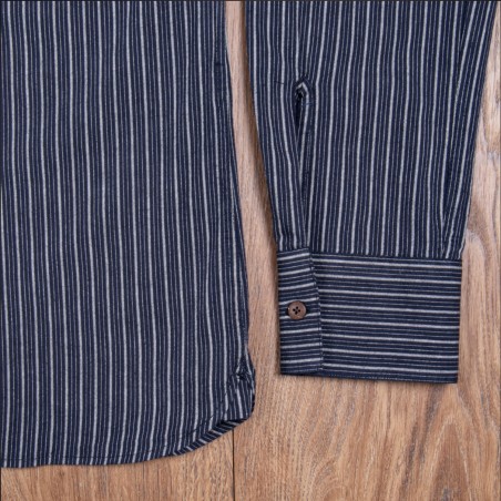 Cotton Mandarin Collar Shirt - 1923 Buccanoy Shirt Beaumont Blue - Pike Brothers