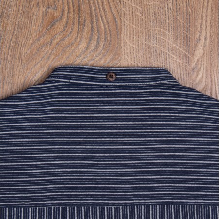 Cotton Mandarin Collar Shirt - 1923 Buccanoy Shirt Beaumont Blue - Pike Brothers