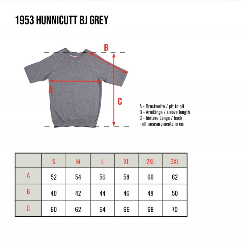 Kurzarm-Sweatshirt 1953 Hunnicutt BJ grey...