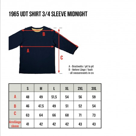 Omkeerbaar Navy T-shirt 3/4 mouwen - 1965 UDT Shirt 3/4 Sleeve midnight Pike Brothers
