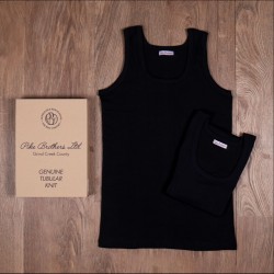 Pack of 2 Black Singlets - Tubular Tank Top 100% Cotton -...