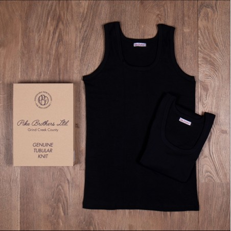 2er-Pack schwarze Trägerhemden – Schlauchförmiges Unterhemd 100% Baumwolle – 1965 Tank Top Pike Brothers set black