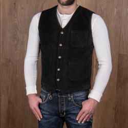 Schwarze Lederweste 1937 Roamer Vest Mulholland black -...