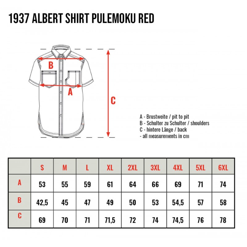 Hawaiiaans shirt 1947 Albert Shirt Pulemoku red...