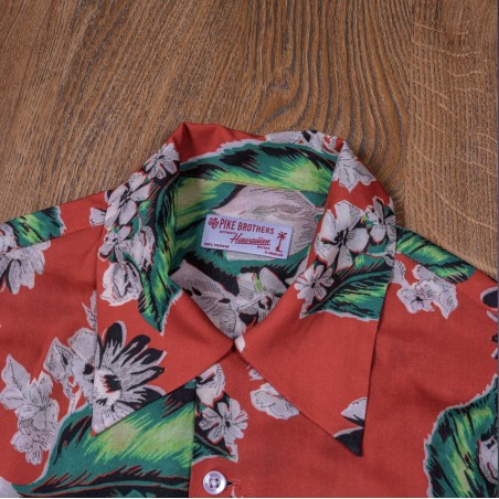 Hawaiihemd 1947 Albert Shirt Pulemoku red - Pike Brothers