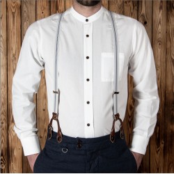 Schmale blaue Lederhosenträger – 1905 Hauler Braces blue...