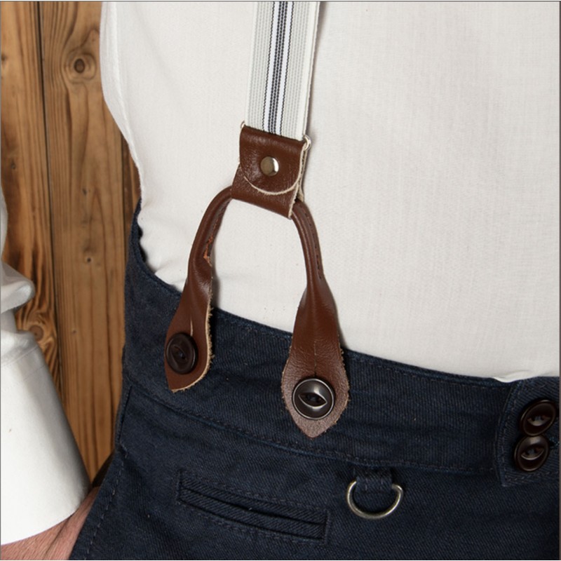 Schmale blaue Lederhosenträger – 1905 Hauler...