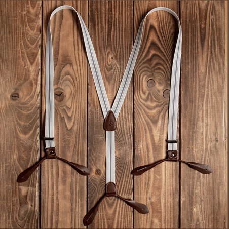 Schmale blaue Lederhosenträger – 1905 Hauler Braces blue Pike Brothers