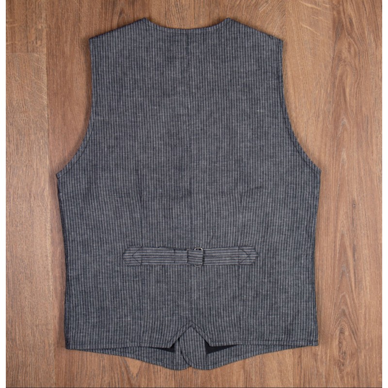 Summer cotton/linen waistcoat with grey stripes...