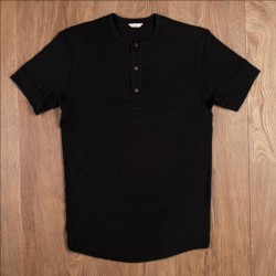 T-shirt Henley met knoopsluiting en korte mouwen zwart -...