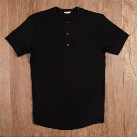Black short-sleeve Henley T-shirt with placket - 1927 Henley Shirt short sleeve faded black Pike Brothers