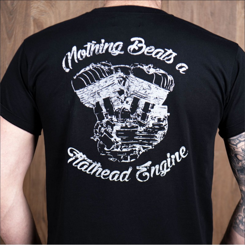 Black Flathead Engine T-Shirt - 1969 Sports Tee...