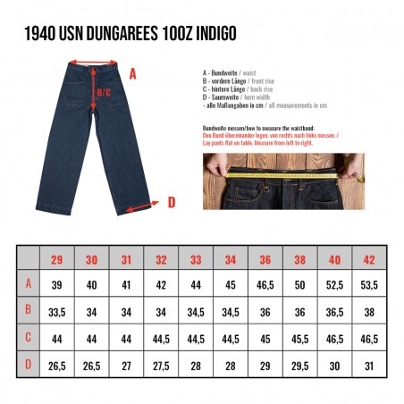 US NAVY WW2 JEANS - 1940 USN Dungarees 10oz Indigo - Pike Brothers
