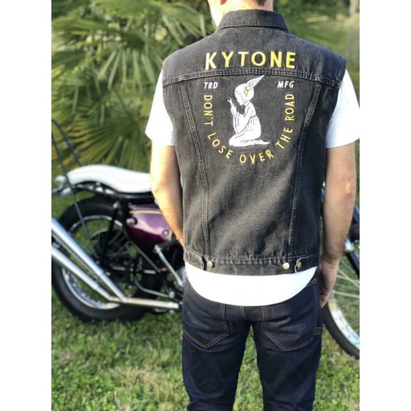 Rick Embroidered Denim Vest - Kytone