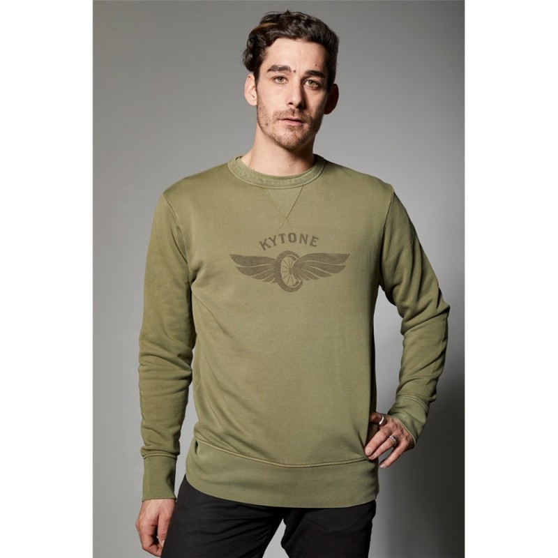 Sweatshirt 100% katoen Vintage Oil groen - Kytone