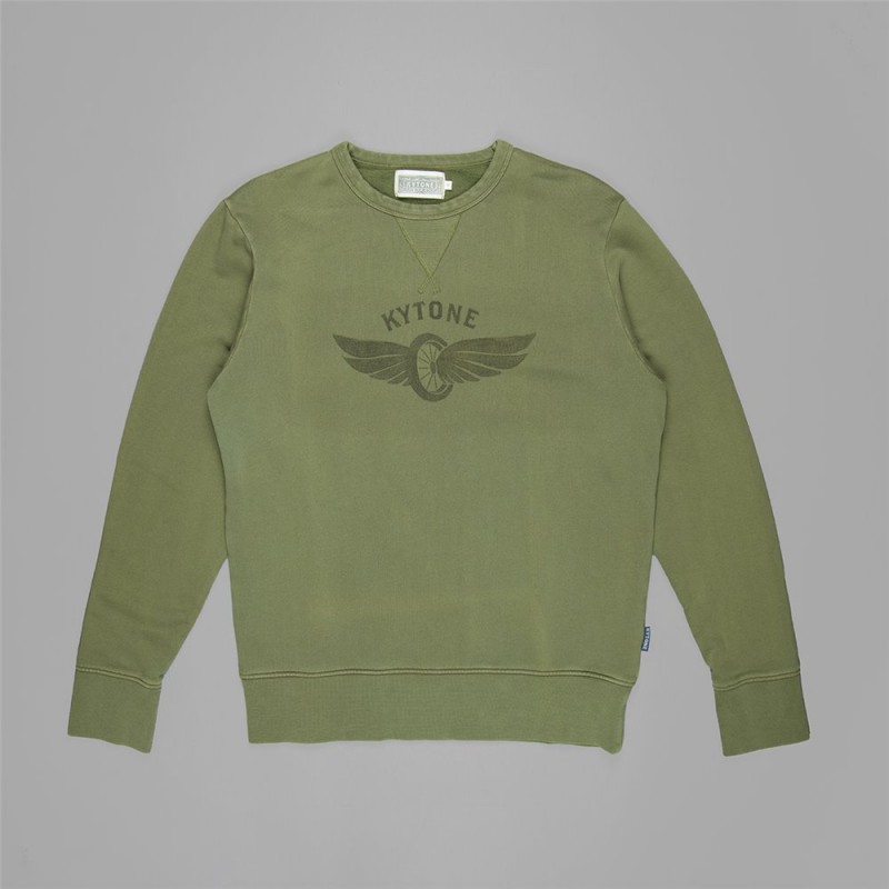 100% Cotton Vintage Oil Green Sweatshirt - Kytone