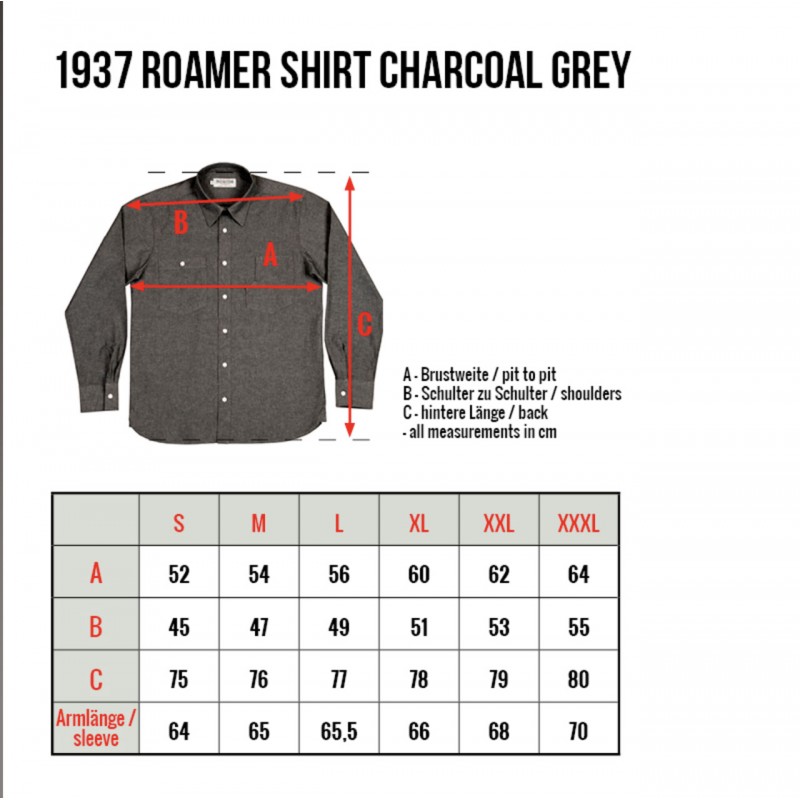 Katoenen overhemd - 1937 Roamer Shirt Charcoal...