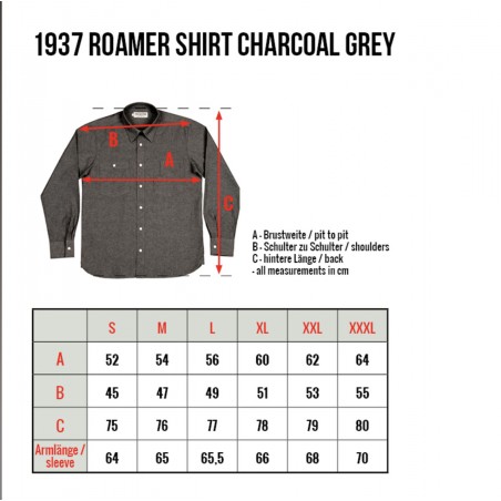 Katoenen overhemd - 1937 Roamer Shirt Charcoal Grey Pike Brothers
