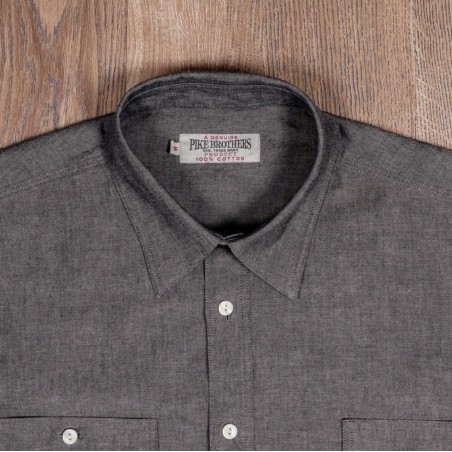 Katoenen overhemd - 1937 Roamer Shirt Charcoal Grey Pike Brothers