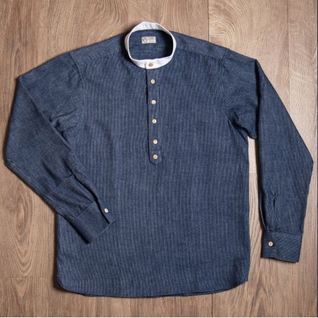 Overhemd met rechte kraag katoen – 1923 Buccaneer Shirt Oregon Blue – Pike Brothers