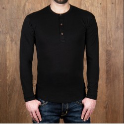 T-shirt Henley met knoopsluiting en lange mouwen zwart -...