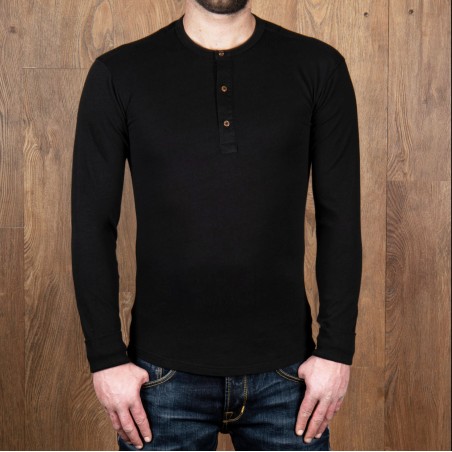 T-shirt Henley met knoopsluiting en lange mouwen zwart - 1927 Henley Shirt long sleeve faded black Pike Brothers
