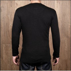 T-shirt Henley met knoopsluiting en lange mouwen zwart -... 2