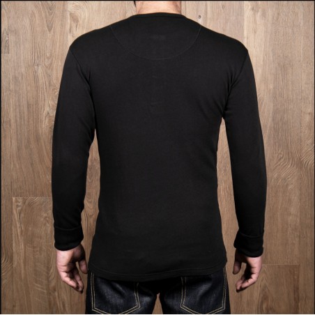T-shirt Henley met knoopsluiting en lange mouwen zwart - 1927 Henley Shirt long sleeve faded black Pike Brothers